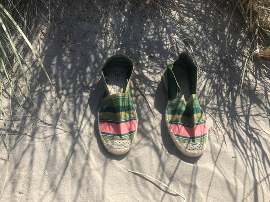 multi-color striped espadrilles